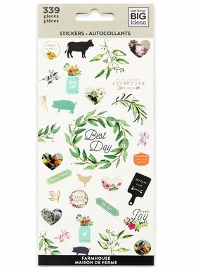 Me & My BIG Ideas Farmhouse Botanical Sticker Pack 339 Pieces MAMBI New